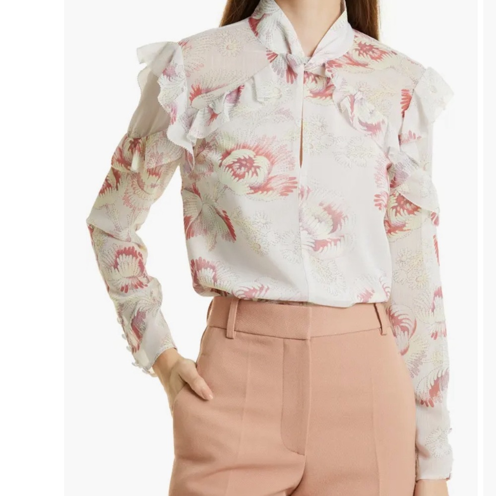 Ted Baker London Thellma Floral Print Twist Neck Top NWT Size 3 (fits like 8 US)